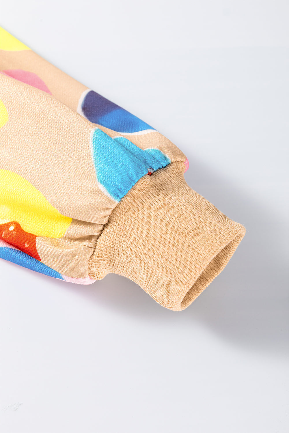 Khaki Multicolor Leopard Printed Drop Shoulder Pullover Sweatshirt Kawaii