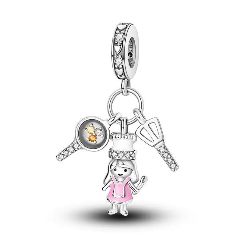 925 Sterling Silver 33 Styles Of Daily Necessities Pendants Bracelet Charms Fit Bangle Women Jewelry Beads Gifts Accessory