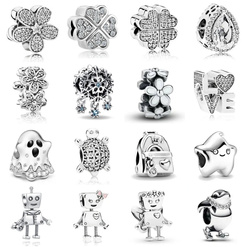 NEW 925 Sterling Silver Charm Fit Original Bracelet Accessories Women Jewelry White Series Football Snake Dreamcatcher Cross