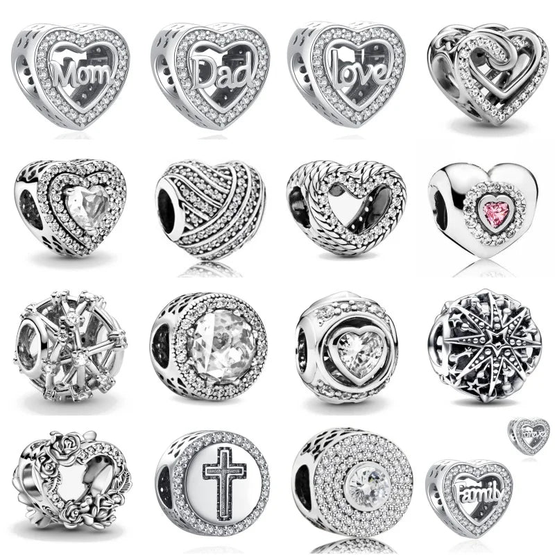 NEW 925 Sterling Silver Charm Fit Original Bracelet Accessories Women Jewelry White Series Football Snake Dreamcatcher Cross